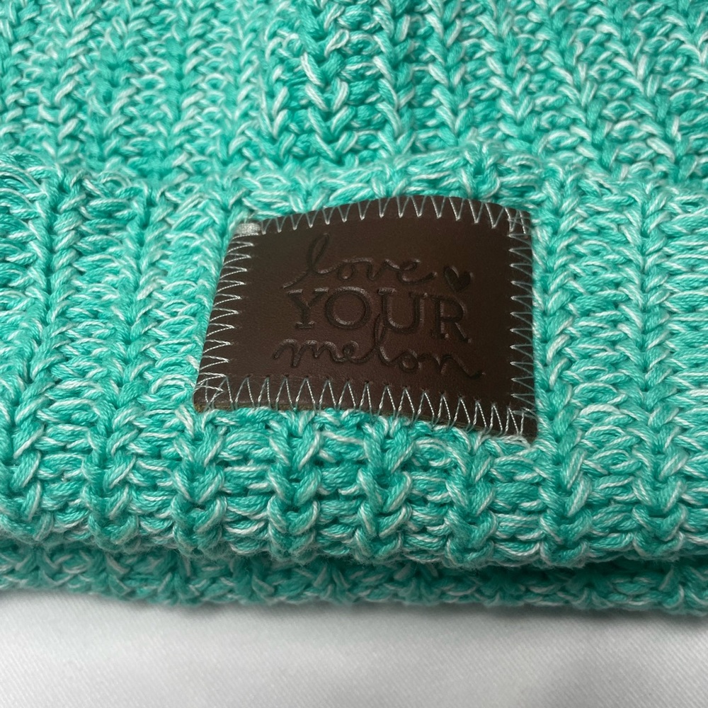 Beanie Turquoise and White Love Your Melon Adult Size